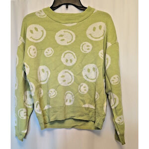 Forever 21 Green XS smiley face sweater y2k style long sleeve